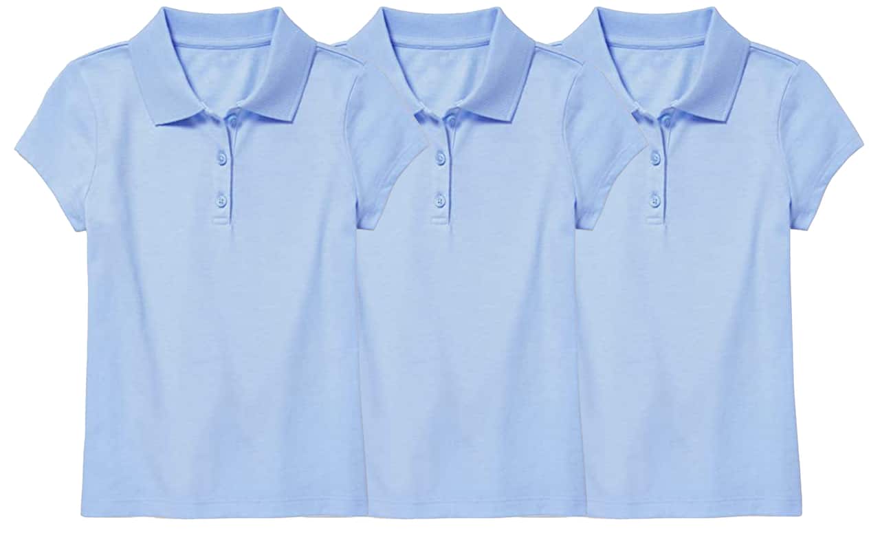 Galaxy by Harvic Short Sleeve Stretch Girl’s Pique Polo Shirt 3 Pack